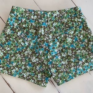 Willi Smith Floral Print Mini Shorts Turquoise, Brown, Green, White - Size 2